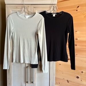 H&M | NEW 2x Cotton/Modal Ribbed Longsleeve Shirts, Very Soft and Stretchy